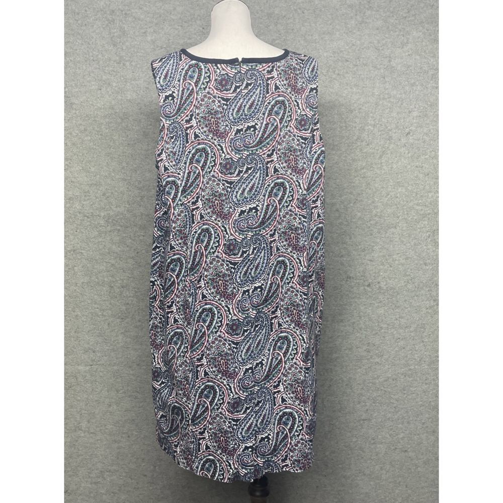 Talbots Womens 22W Plus Navy Red Paisley Cotton Stretch Sheath Dress Sleeveless - Picture 5 of 8